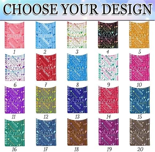 Artsadd Custom Baby Blanket with Name for Kids Girls Personalized Loves Blankets for Adults Customized Name Nursery Bed Blanket Christmas Birthday Gift for Daughter Son Newborn Baby