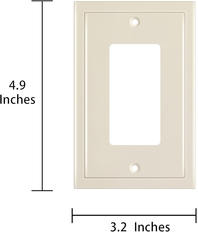 Henne Bery Modern Edge Decorative Wall Plate Switch Plate Outlet Cover, Durable Solid Zinc Alloy (Single Decorator 2PK, Light Almond)