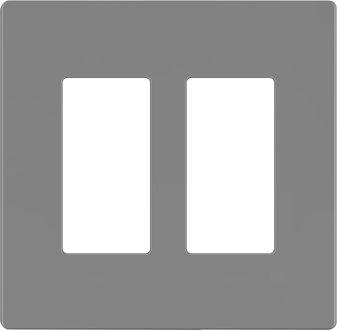 LIDER Matte Finish Decorator Switch Cover, Screwless Wall Plate, Mid-Size 2-Gang 4.88" x 4.92", Unbreakable Polycarbonate Thermoplastic, UL Listed, LSWP-32M-GY, Gray