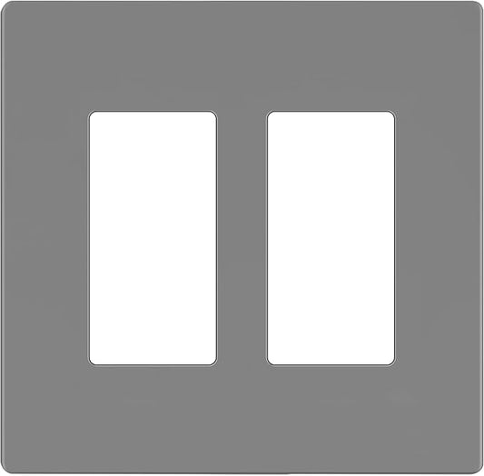 LIDER Matte Finish Decorator Switch Cover, Screwless Wall Plate, Mid-Size 2-Gang 4.88" x 4.92", Unbreakable Polycarbonate Thermoplastic, UL Listed, LSWP-32M-GY, Gray