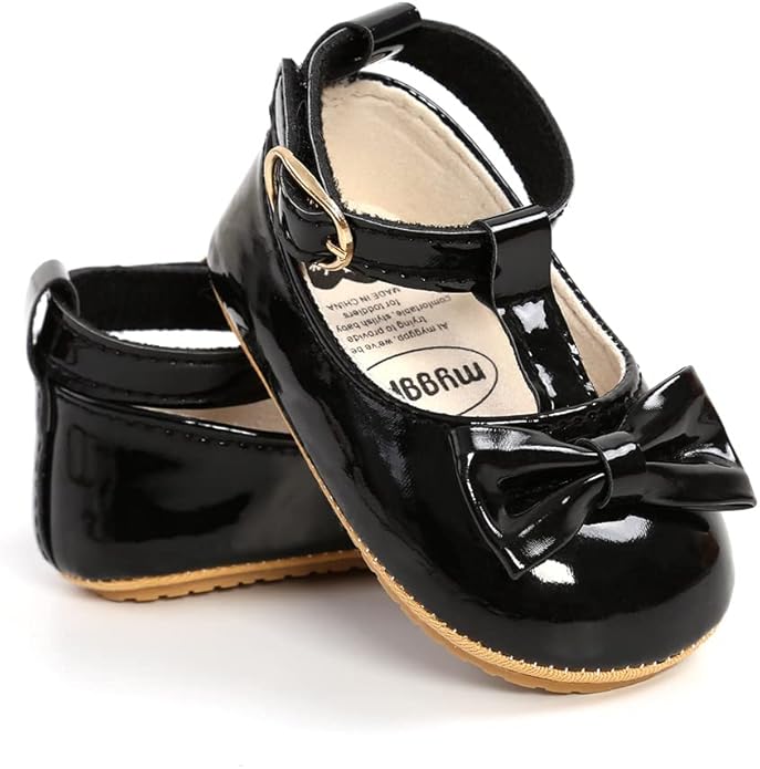 COSANKIM Baby Girls Mary Jane Flats Shoes Anti-Slip Rubber Sole Infant Toddler Princess Wedding Dress Shoes