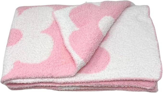 Retro Daisy Flower Baby Blanket 28"x40" - DreamSoft Throw for Crib, Stroller or Car Seat - Soft Receiving Blanket/Newborn Nursery Gift Essential for Toddler, Infant, Kids, Boys & Girls (Pink/White)