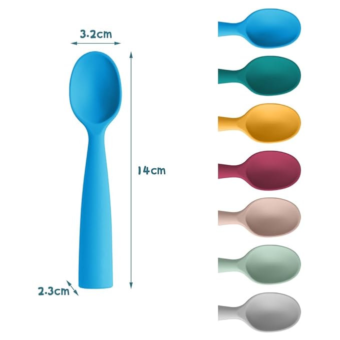 Vicloon Silicone Baby Feeding Spoons, 7PCS First Stage Feeding Spoons for Infants, Baby Led Weaning Feeding Supplies Training Spoon, Toddler Utensils, Ultra-Durable & Chewproof, Dishwasher Safe