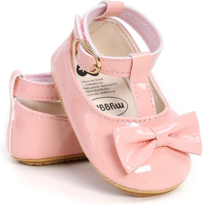 COSANKIM Baby Girls Mary Jane Flats Shoes Anti-Slip Rubber Sole Infant Toddler Princess Wedding Dress Shoes