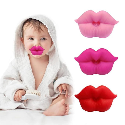 Funny Baby Pacifiers, Lips Pacifiers 0-18 Months for Babies,Lips Binky,Gift for Newborns,Infants,Toddlers,Baby Girl,BPA Free(3 Packs)