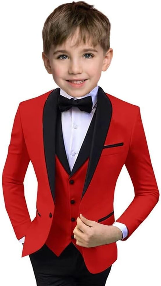Boys Suit 3 Piece Ring Bearer Suit Kids Formal Jacket Vest Pants Suits Wedding Outfit for Party Prom Tuxedo