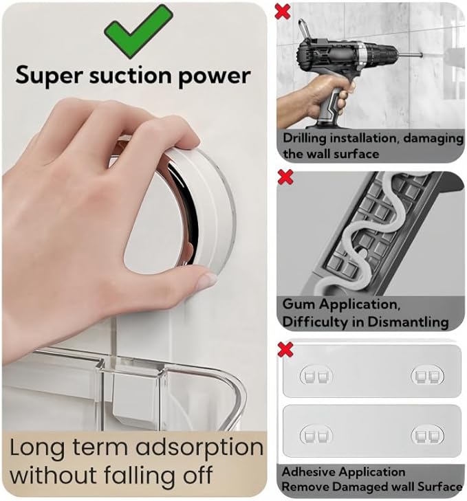 Clear Bath Toy Storage With Suction Cup,Large Bath Toy Holder,Reusable Bath Toy Organizer,Suction Cup Shower Caddy,Remove Without Adhesive