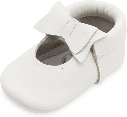 BirdRock Baby Bow and Knot Moccasins - Genuine Leather Baby Girl Shoes