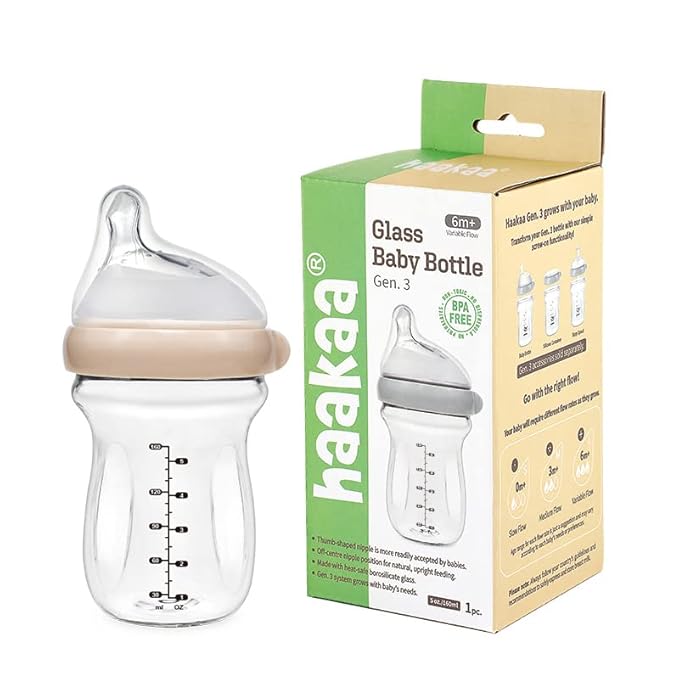 Haakaa Generation 3 Glass Baby Bottle 6 oz/160 ml, 1 PK (Peach)