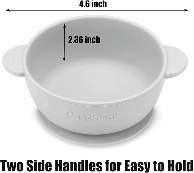 PandaEar 3 Pack Baby Bowls with Suction| Stay Put Silicone Food Bowl for Babies Kids Toddlers Infants| Food Grade Soft Safe BPA-Free Silicone (Brown Grey Tan)