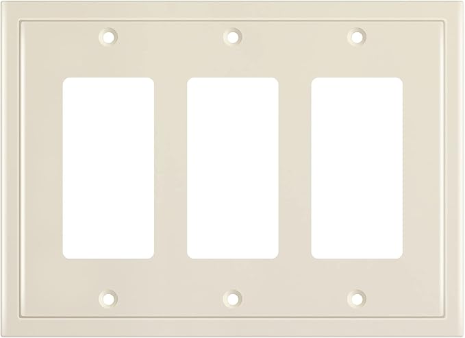 Henne Bery Modern Edge Decorative Wall Plate Switch Plate Outlet Cover, Durable Solid Zinc Alloy (Triple Decorator, Light Almond)