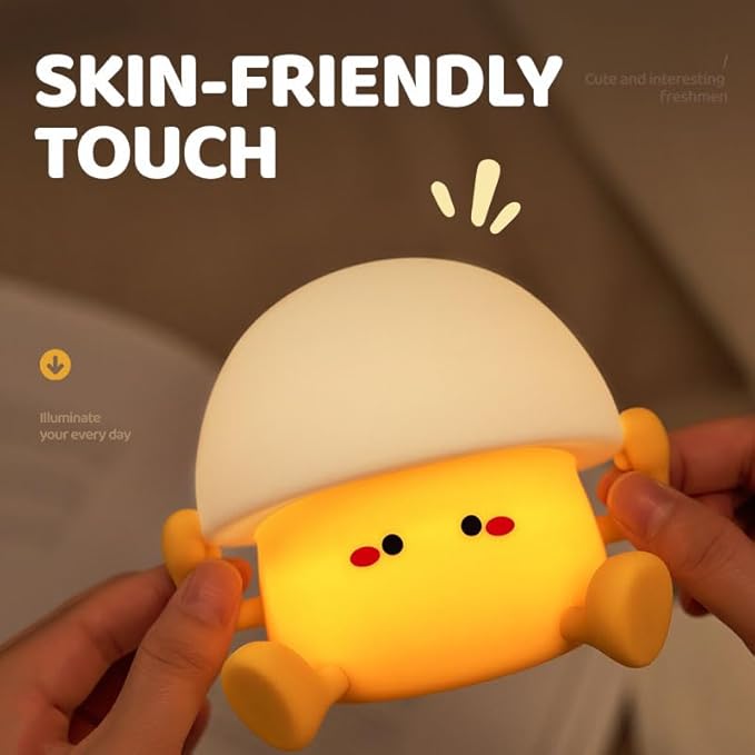 LED Egg Night Light, 3 Level Dimmable Nursery Decor, Cute Lamp Silicone Squishy Light, Rechargeable Bedside Touch Lamp for Breastfeeding Toddler Baby Kids Decor