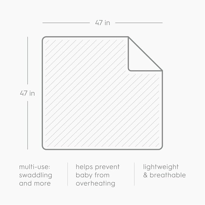 Little Unicorn Premium Cotton Swaddle Baby Blanket | Breathable Fabric | for swaddling, Play, Nursing & More (Light Pink)