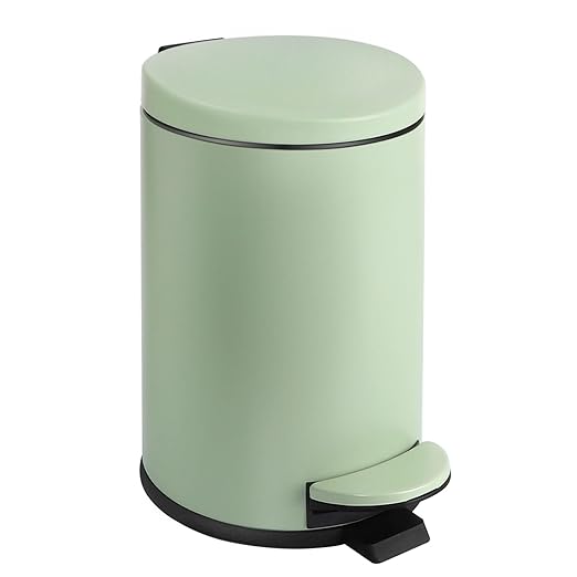 TIPGO Small Trash Can with Lid Soft Close, 4.5 Liters / 1.2 Gallon Bathroom Garbage Can, Mini Step Trash Bin, Stainless Steel Wastebasket for Bathroom, Bedroom, Office (Green)