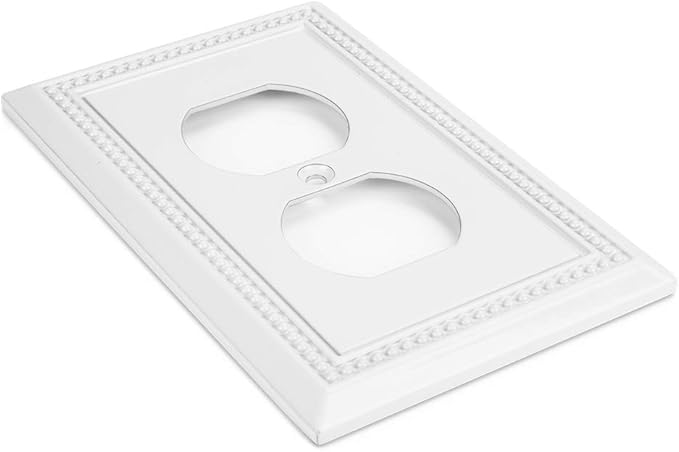 Henne Bery Sunken Pearls Heavy Duty Decorative Wall Plate Switch Plate Outlet Cover (Single Duplex, 3 Pack, White)
