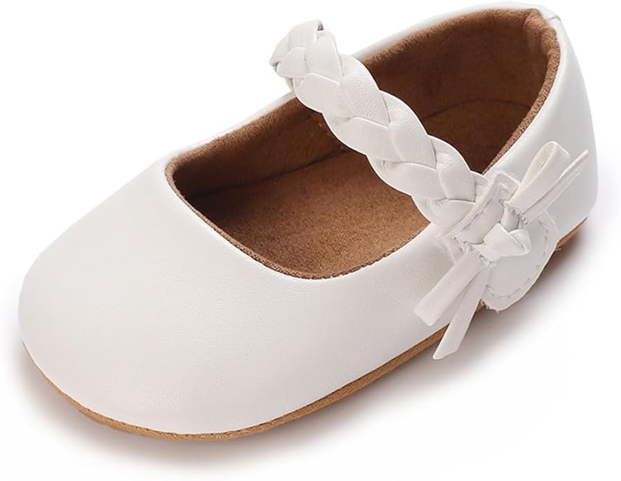 COSANKIM Baby Girls Mary Jane Flats Shoes Anti-Slip Rubber Sole Infant Toddler Princess Wedding Dress Shoes