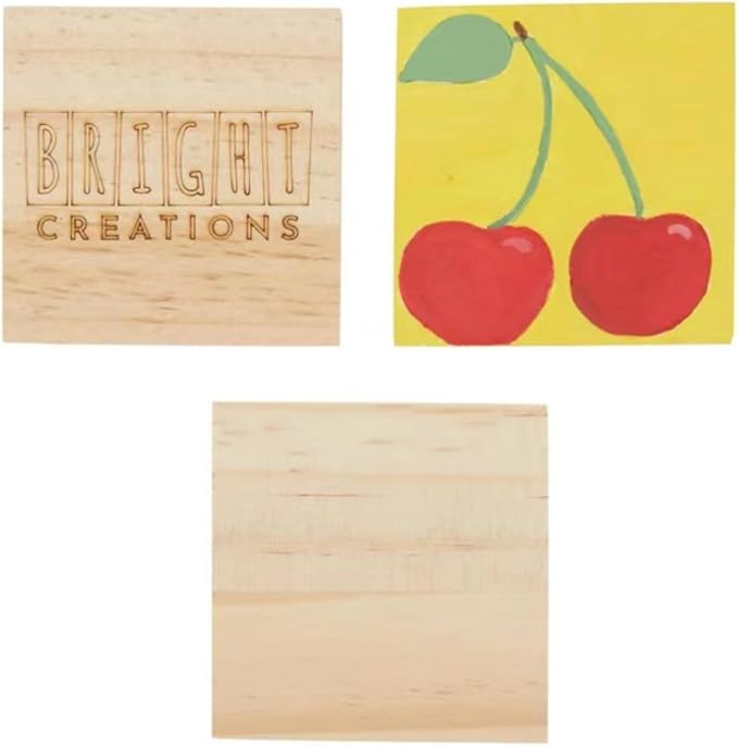 4PCS Unfinished Wood Square Blocks for Crafts, 7x7x0.4in Blank Wooden Squares Pine Wood Boards for Carving,DIY Wood Coasters,Painting & Burning