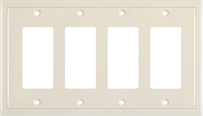 Henne Bery Modern Edge Decorative Wall Plate Switch Plate Outlet Cover, Durable Solid Zinc Alloy (Quad Decorator, Light Almond)