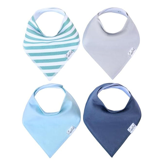 Copper Pearl 4 Pack Soft Cotton Baby Bibs for Drooling and Teething, Absorbent Drool Bibs for Baby Girl and Boy, Adjustable to Fit Newborns to Toddlers, Tons of Styles (Oxford)
