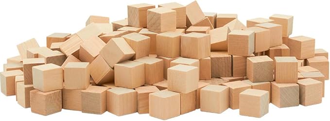 DIY Wooden Cubes 5/8-inch, Pack of 100 Small Blank Wooden Blocks, Unfinished Wood Blocks for Crafts, STEM, Dice, and Building Blocks for Stacking, by Woodpeckers