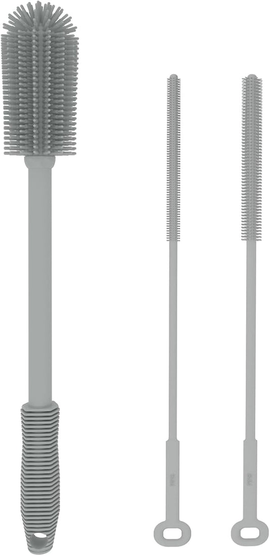 Silicone Bottle Brush Set with Straw Cleaner Brushes, Multi-Purpose Bottle and Jar Cleaner, Easy to Use and Dry, Heat Resistant Sturdy