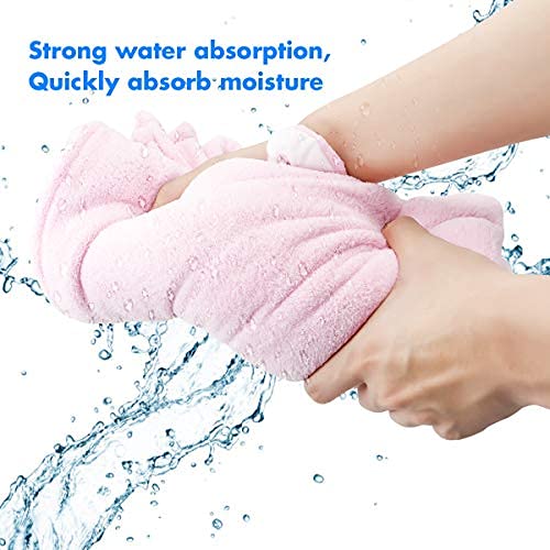 ROMASA Toddler Hooded Bath Towel Ultra Soft Towel Highly Absorbent Bathrobe Blanket for Boys Girls- 27.5" x 55"(Pink Rabbit-Shape)
