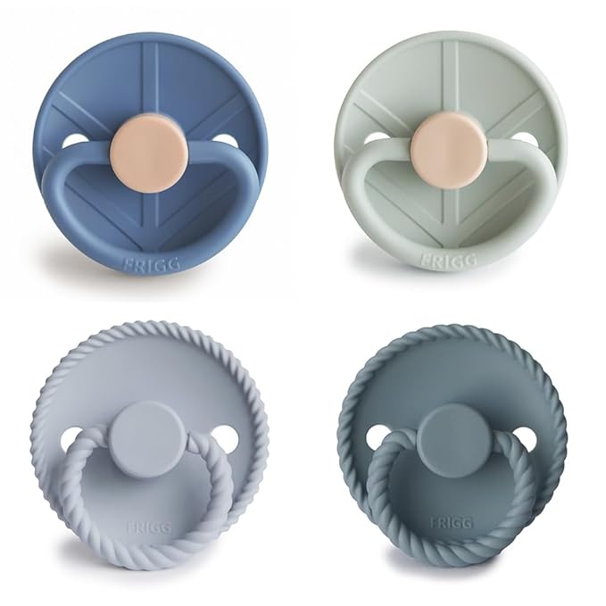 FRIGG SilkySoft Silicone Baby Pacifier 4-Pack Skyline Serenity | Made in Denmark | BPA-Free (0-6 Months)