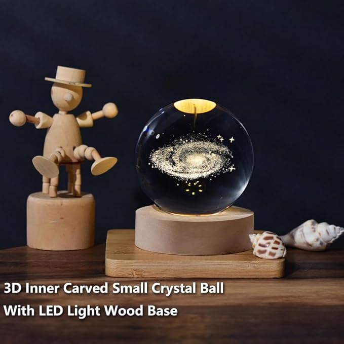 3D Galaxy Globe Crystal Ball, Laser Engraved Planet Model Astronomy Sphere Decor, 2.4" Paperweight Crystal Universe Gifts for Kids, Space Model Collectors