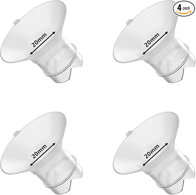 Upgraded Flange Inserts 20mm for 24mm Flange/Shield of Most Pumps Compatible with Momcozy/Medela/Spectra/eufy/Elvie/Lansinoh/TSRETE/Paru Breast Pump, Reduce 24mm Nipple Tunnel Down to 20mm, 4PCS