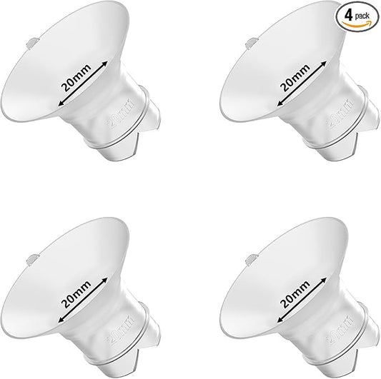 Upgraded Flange Inserts 20mm for 24mm Flange/Shield of Most Pumps Compatible with Momcozy/Medela/Spectra/eufy/Elvie/Lansinoh/TSRETE/Paru Breast Pump, Reduce 24mm Nipple Tunnel Down to 20mm, 4PCS