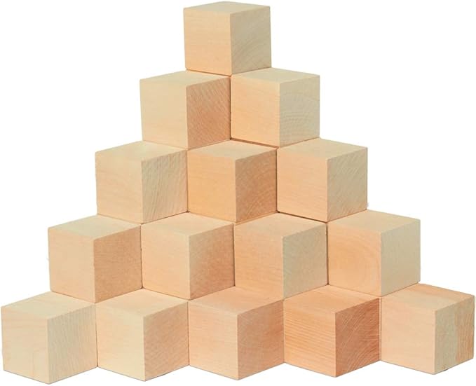 DIY Wood Cubes 1-3/4-inch, Pack of 20 Small Wooden Baby Blocks for Baby Shower, Wooden Blocks for Crafts, STEM, Building, and Blank Wood Dice, by Woodpeckers