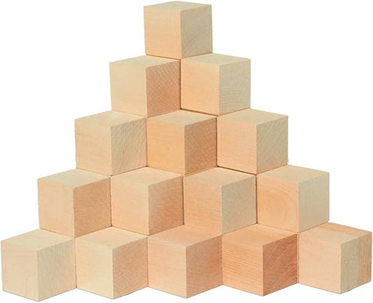 DIY Wood Cubes 1-3/4-inch, Pack of 20 Small Wooden Baby Blocks for Baby Shower, Wooden Blocks for Crafts, STEM, Building, and Blank Wood Dice, by Woodpeckers