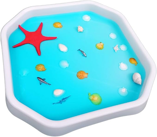 White Tuff Tray for Kids, Sensory Play Tray with Textured Surface, Sand and Water Table, Sensory Bin for Toddlers