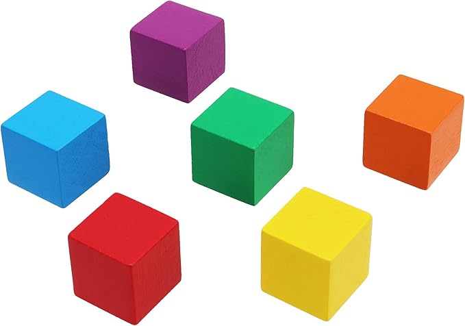 150 PCS 1 Inch Colored Wood Cubes, Premium Colorful Wooden Cube with 6 Assorted Colors, Square Wooden Blocks for Craft DIY Projects