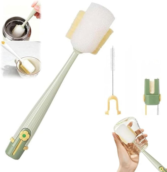 5-in-1 Bottle Cleaning Brush Set, 2026 New Multifunctional Baby Bottle Brush with Long Handle, Gap Cleaner & Scrubber for Water Bottle Lid, Straw, Travel Mugs and Home Kitchen Use (Green)