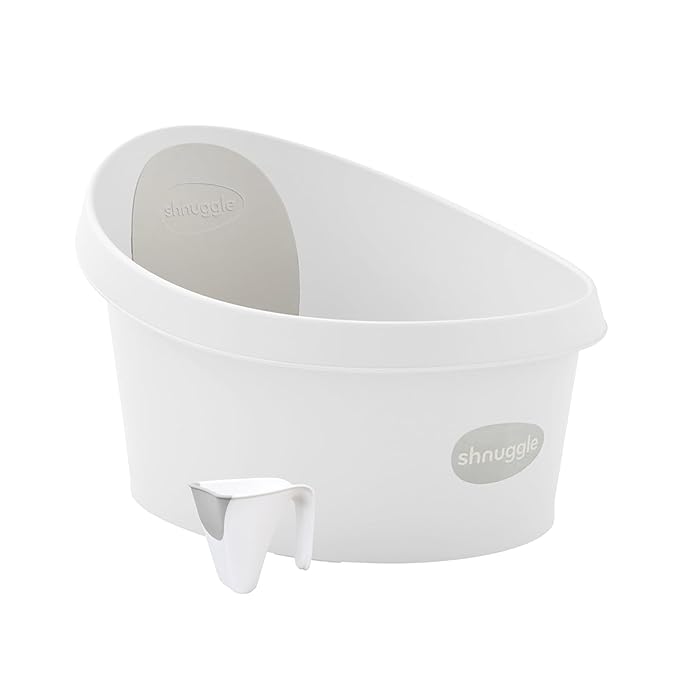 Toddler Bath Tub | Larger Bath for Bigger Kids at Bathtime | Includes Warm and Soft Foam backrest | Grippy Anti-Slip Surface | Includes Easy Drain Bath Plug | White & Grey + Rinse Jug