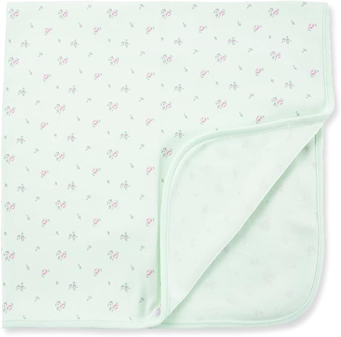 Little Me Baby-Girls Newborn Petite Rose Tag Along Blanket, Green Multi, One Size