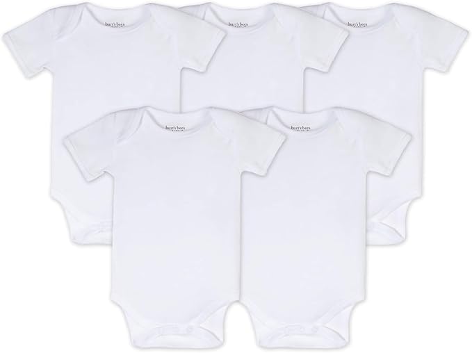 Burt's Bees Baby Organic Cotton Bodysuits – Baby Boy & Girl Short and Long Sleeve One-Pieces, 5-Pack