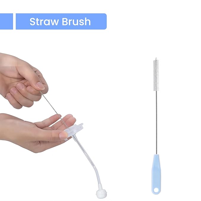 4-in-1 Baby Bottle Brush Set, Bottle Brush for Baby, Bottle Cleaner Brush Set, Including Nylon Bottle Brush, Bottle Cap Brush, Straw Brush, Nipple Brush, BPA-Free (Blue)