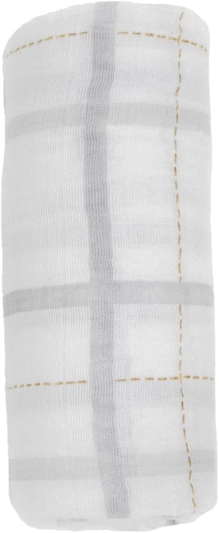 Little Unicorn Premium Cotton Swaddle Baby Blanket | Breathable Fabric | for swaddling, Play, Nursing & More (Grey Plaid)
