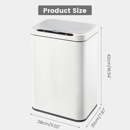 ELPHECO Stainless Steel Office Trash Can Motion Sensor Garbage Can Touchless Smart Trash Can Automatic Waste Bin for Kitchen, Office, Bathroom (White, 5.5 Gallons)