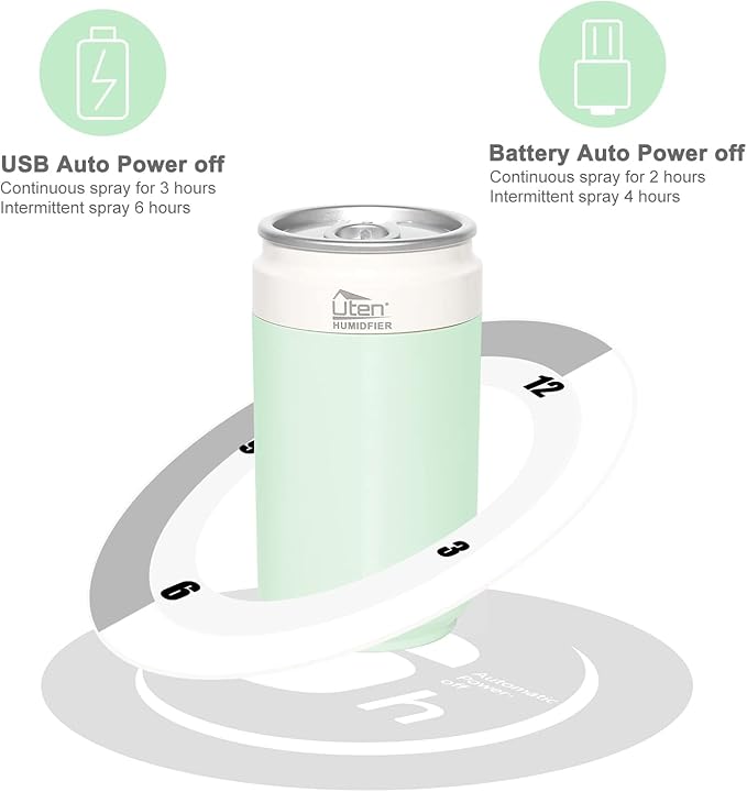 Humidifiers, Humidifier for Bedroom, Can Air Humidifier, Humidifiers for Home and Plants, USB Powered And Battery Powered Portable for Home Office Car Outdoor, 2 Mist Modes, Night Light, Auto-Off