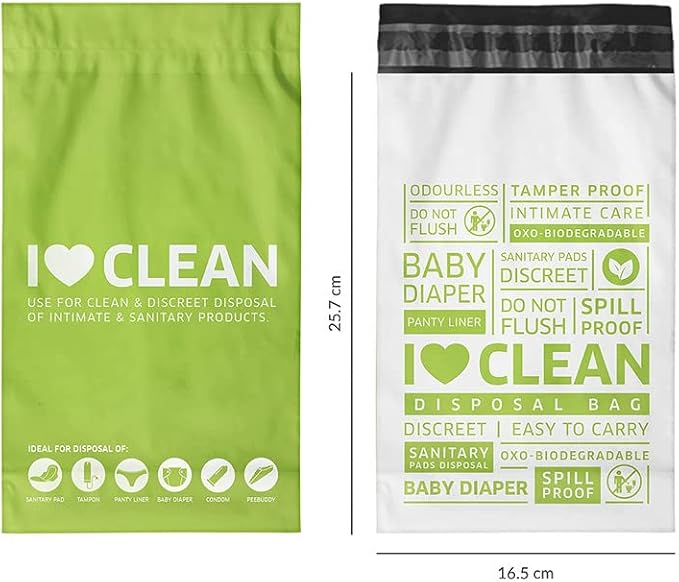 Bodyguard Baby Diaper Disposable Bags - 90 Bags - Leak-Proof Bags for Discreet Disposal of Diapers and Intimate Sanitary Products, 45 Piece Per Pack