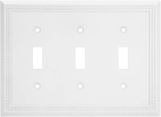 Henne Bery Sunken Pearls Heavy Duty Decorative Wall Plate Switch Plate Outlet Cover (Triple Toggle, White)