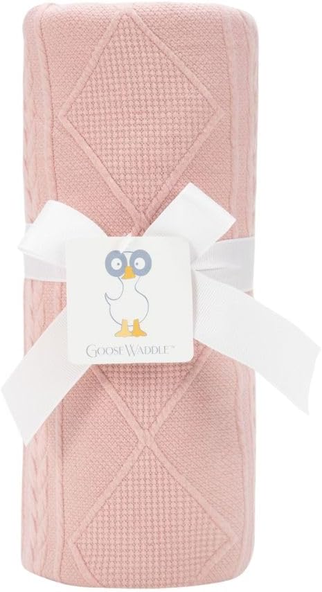 GooseWaddle Luxury Knit Baby Blanket (30”x40”), Premium Comfort from Ultra Soft Fabric That Get Softer with Use, Perfect for Any Infant Nursery, Boy or Girl, Machine Washable (Rose)