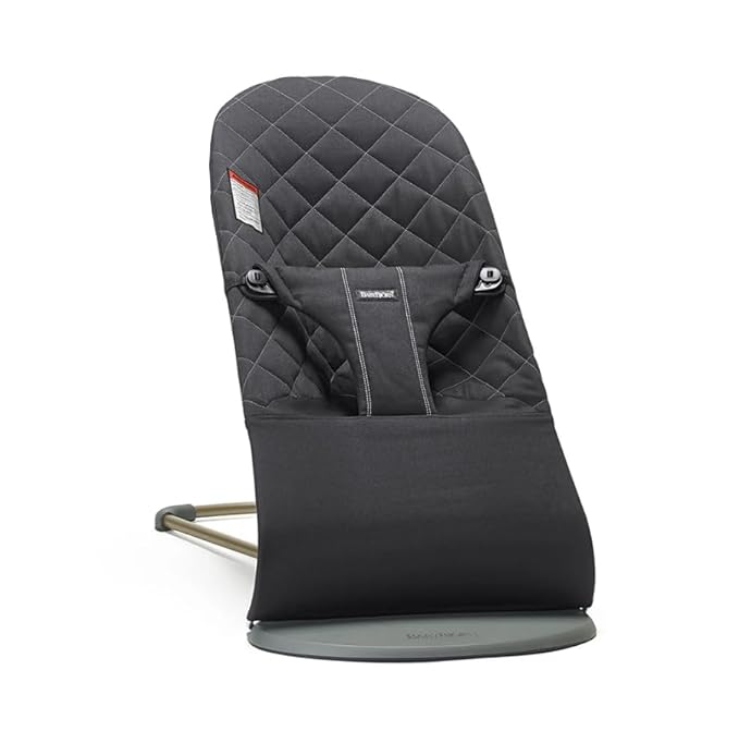 BabyBjörn Bouncer Bliss, Cotton, Black | 2-in-1 Adjustable Baby Bouncer Seat and Toddler Chair, Newborn to Toddler (8-29 lbs), 4 positions, Lightweight & Portable