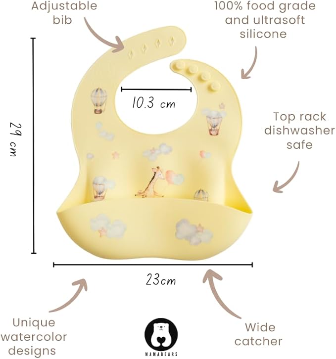 Silicone Baby Bib and Mat | Boys Girls Babies & Toddlers | Waterproof, Adjustable, BPA Free