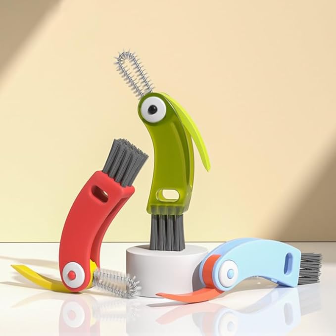 4 in 1 Multifunctional Cleaning Brush Set - Bottle & Cup Lid Cleaner, Gap & Tight Spaces, Portable (Red)