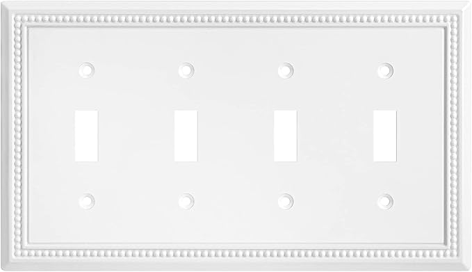 Henne Bery Sunken Pearls Heavy Duty Decorative Wall Plate Switch Plate Outlet Cover (Quad Toggle, White)