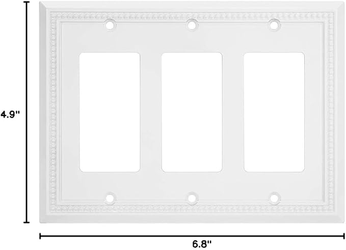 Henne Bery Sunken Pearls Heavy Duty Decorative Wall Plate Switch Plate Outlet Cover (Triple Decorator, White)